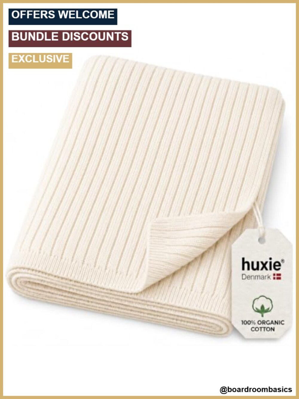 Ribbed Knit Organic Cotton Baby Blanket Newborn Crib Quilt